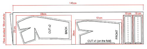 Medium size normal skirt pattern on 58cm wide fabric