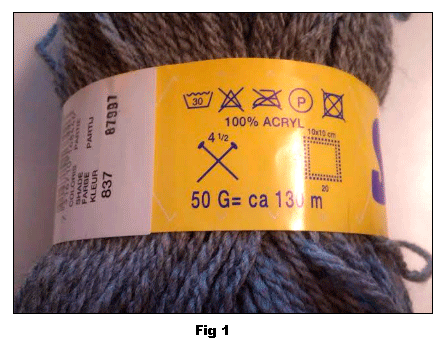 Yarn with recommended needle size