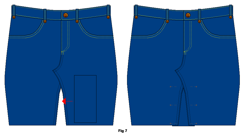 Use a fabric rectangle to cover the gap between legs.
