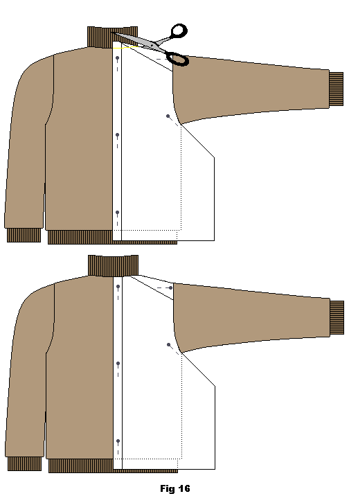 Cut the pattern fabric along the neck line.