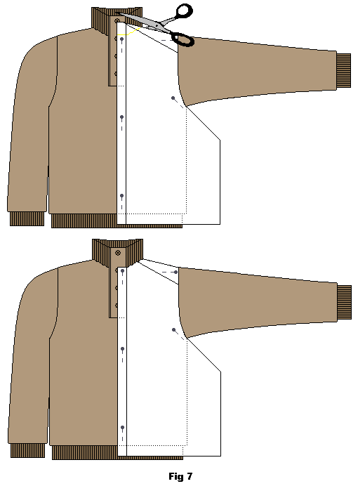 Cut the neck line out using the same technique of cutting small cuts and following the seam line.