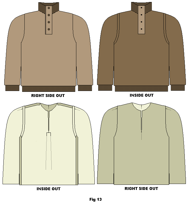 Turn the jumper/sweater inside out. Turn the lining right side out.