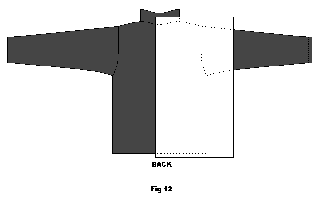 Lay the piece of fabric over one side of the jumper/sweater.