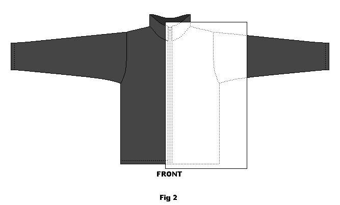 Lay the piece of fabric over one side of the jumper/sweater. 