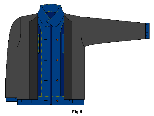 Position the fleece sweater onto the denim jacket.