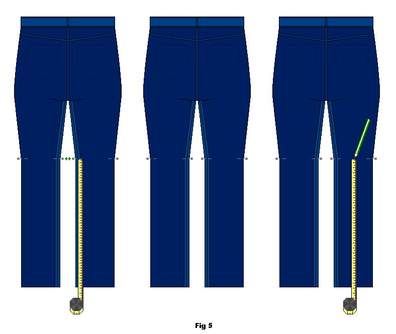 Measure the same height in the middle of the leg and mark this too.