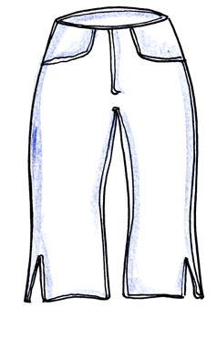 Beach pants with slits at side seams
