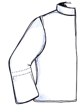 Jacket sleeve with cordtunnel below elbow