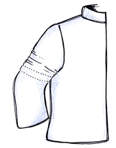 Sleeve fastened above elbow by using a drawstring