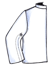 Jacket sleeve with double tunnel along lenght of lower part
