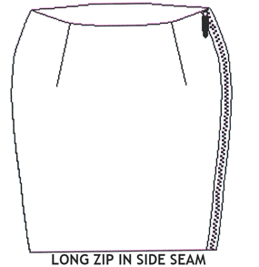 Long zip in side seam
