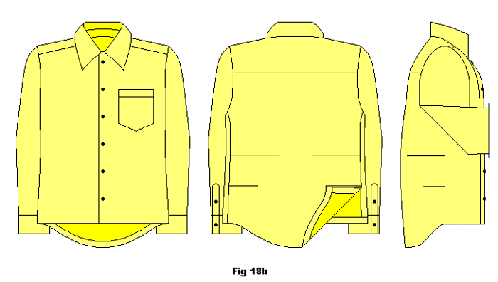 Finished example of the shirt with straight front