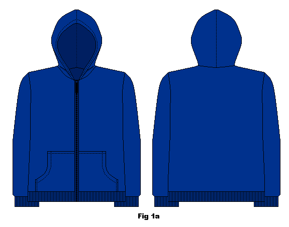 Hooded jumper, front and back