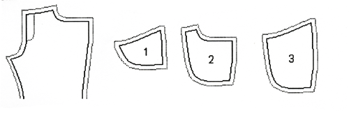 Front piece for pocket and pocket pieces 1, 2 and 3