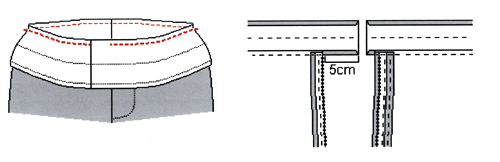 Attach unfolded side to top of pants, fold waistband up and press