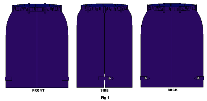 Basic snow skirt, front, side and back