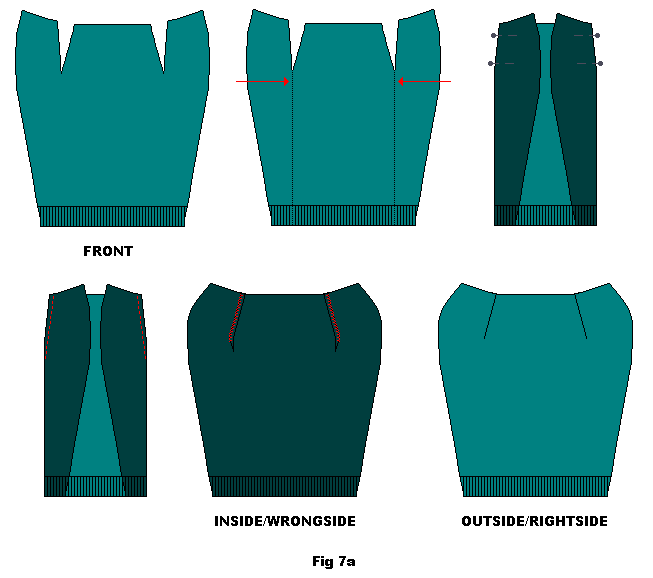 Fold, pin and sew the tucks on the front piece of skirt