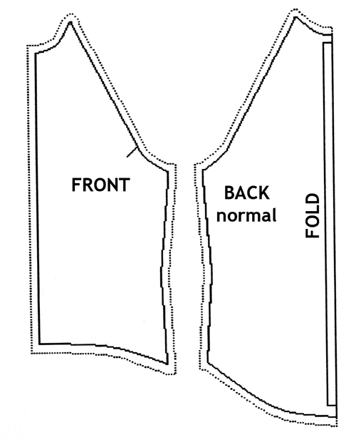 Front and straight back pattern pieces